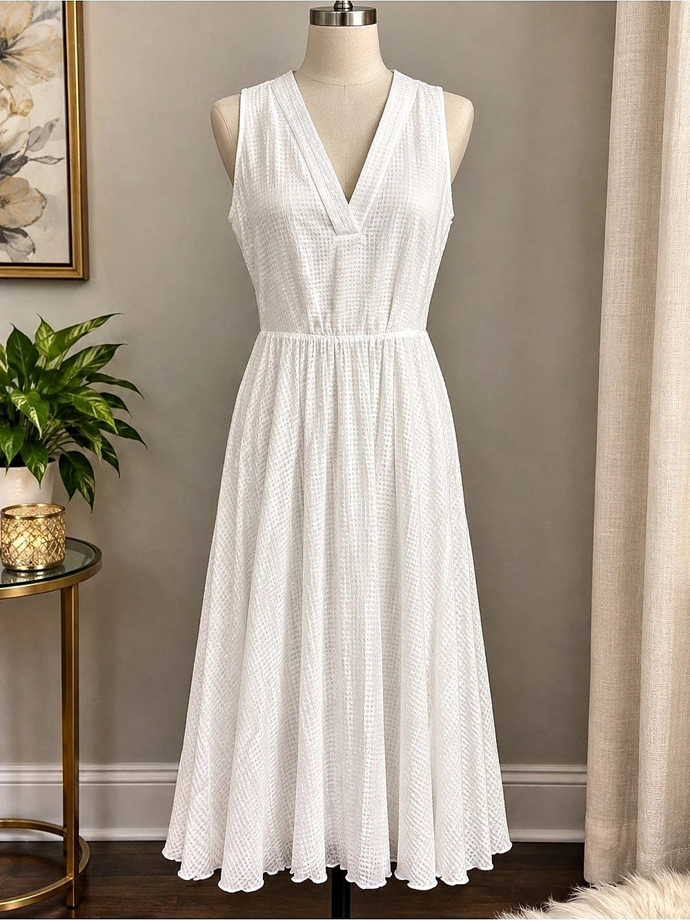 White V-Neck Maxi Dress